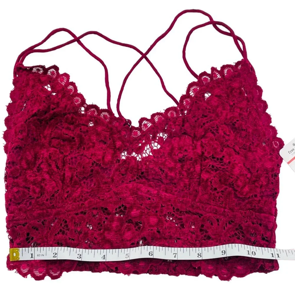 Free People - Celine‎ Floral Crochet Lace Bralette - Mulberry - XS